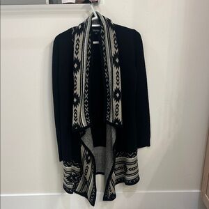 A. Byer Black and Cream Patterned Cardigan